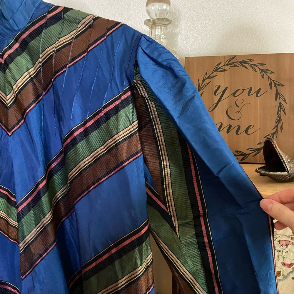 Edwardian antique striped silk high neck blouse - Picture 3 of 8